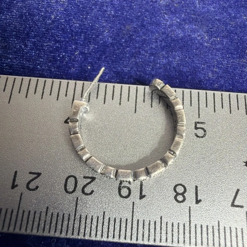 Vintage Sterling Silver 925 Marcasite Hoop Earrings Jewelry 4.5g